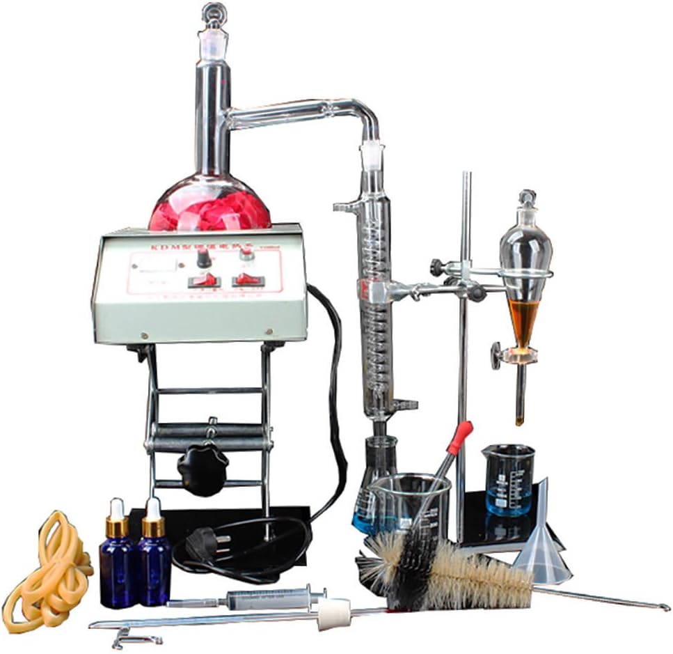 New 1000ml Lab Distillation Apparatus Essential Oil Pure Water Distiller Glassware Kits w/Electric Heater Lifts