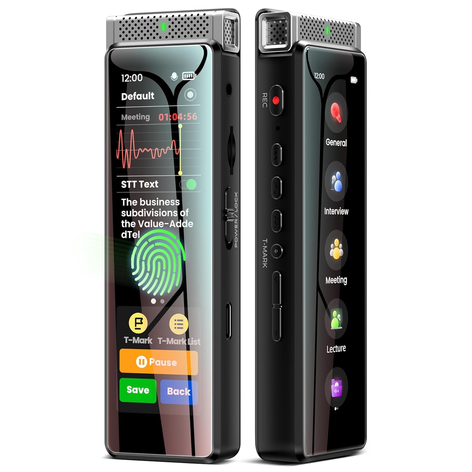 72GB Digital Voice Recorder with Playback, R1 Full Touchscreen Voice Recorder with AI Intelligent Transcription & Bluetooth, Voice Activated Sound Audio Recorder Device with Mic-Silver-image-22