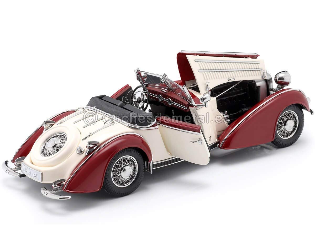 Sunstar 1/18 Scale,1939 Horch 855 Roadster-Dark Red / Cream