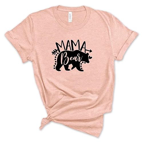 Mama Bear Boho TShirt (3XL, Heather Peach)