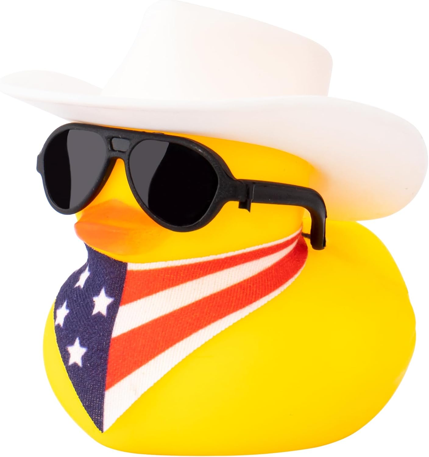 wonuu Rubber Duck Car Ornaments Yellow Duck Car Dashboard Decorations with Propeller Helmet for Christmas Decor and Home Decorations for Adults, Y_Vertical Nation Flag Scarf_White