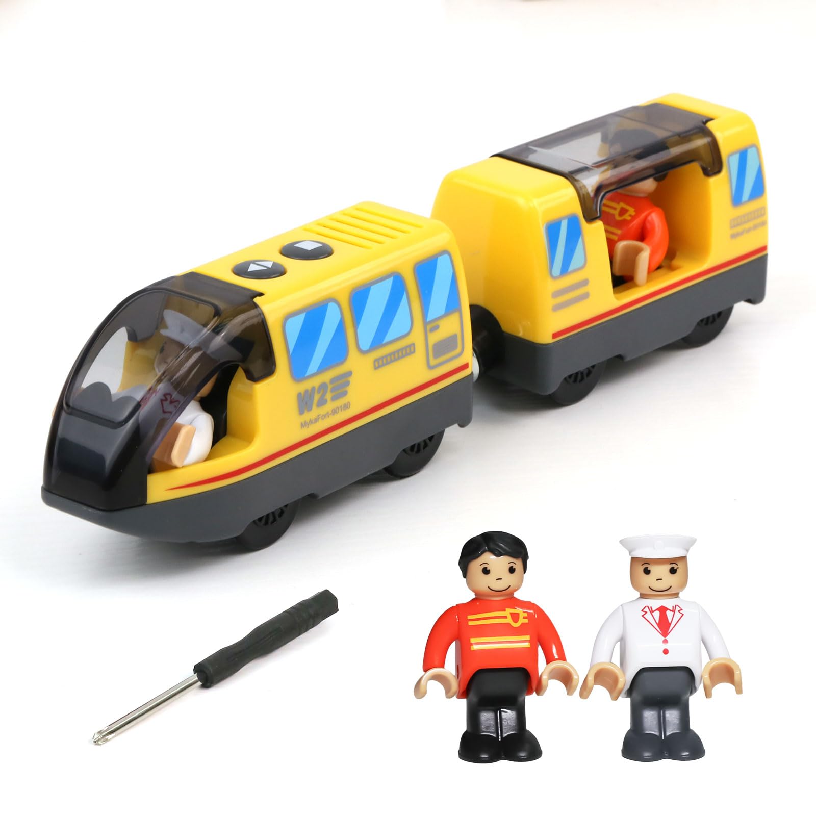 EVERGD Battery Powered Magnetic motorized toy train Set, Locomotive Train Toy for Toddlers Compatible with Most Major Brand Railway Tracks (Yellow)