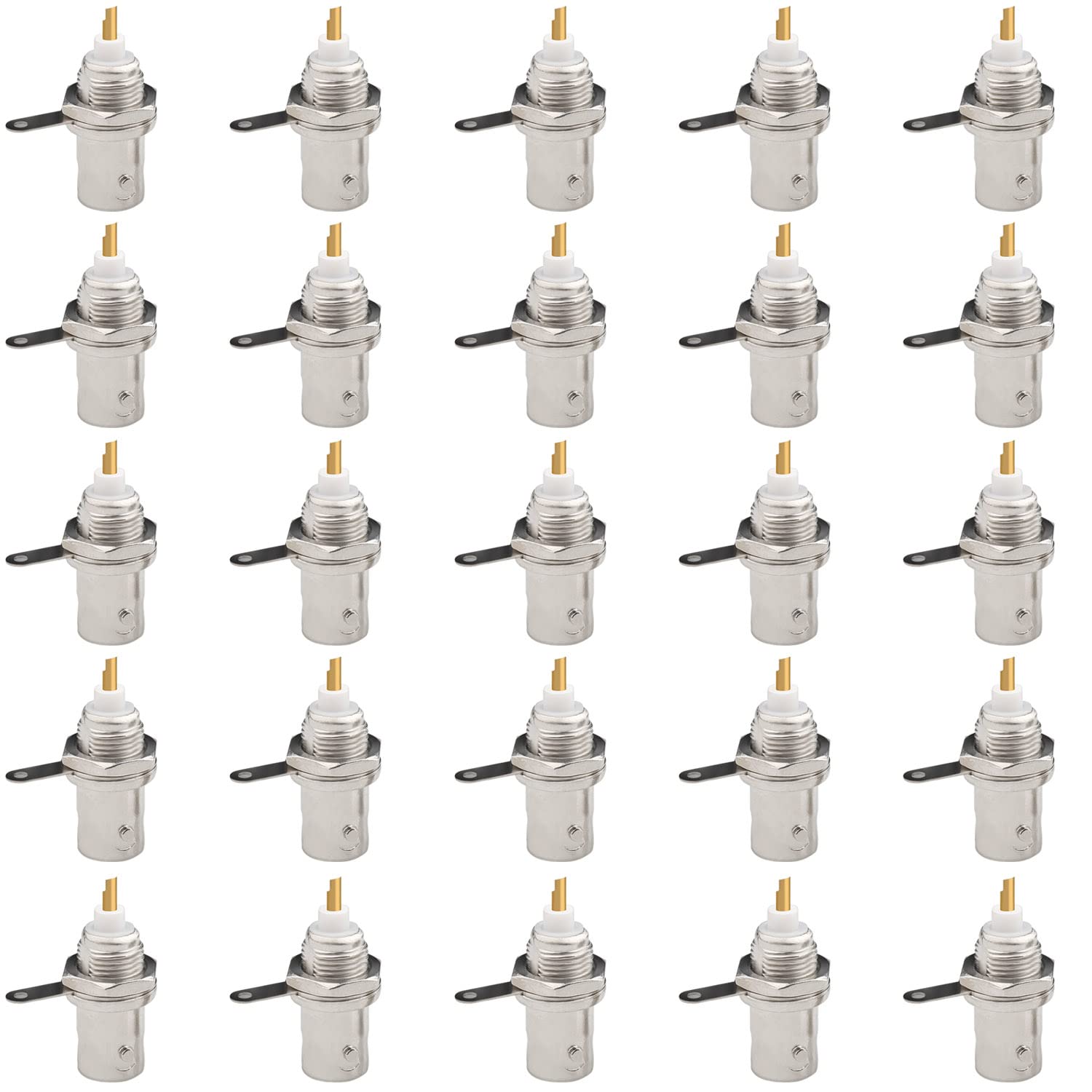 Fanbalunke BNC Female Panel Mount Connector 25 Pcs BNC Chassis Female Nut Bulkhead Panel RF Connector Solder Jack Adapters for RG58 RG59 RG6 RF Coaxial Cable