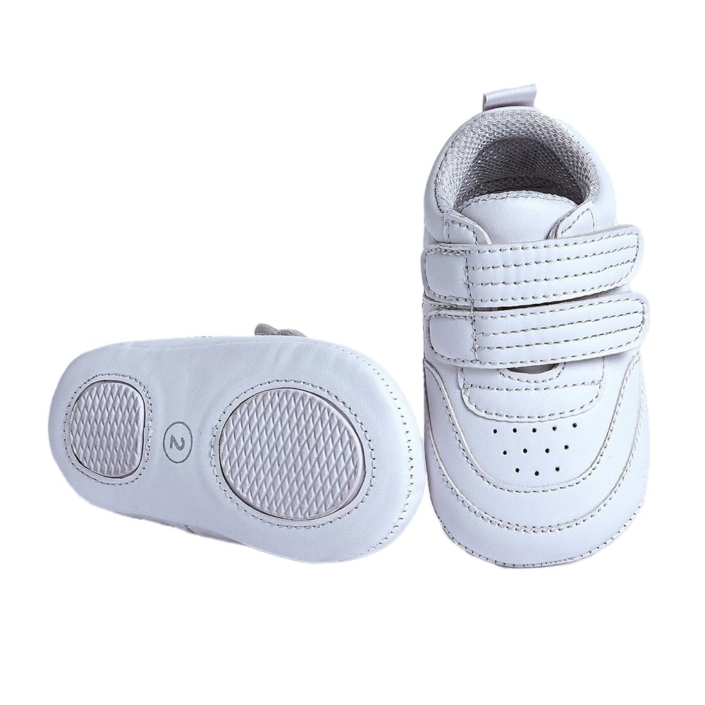hopscotch Boys and Girls White Tiny Walker Booties-picture-0