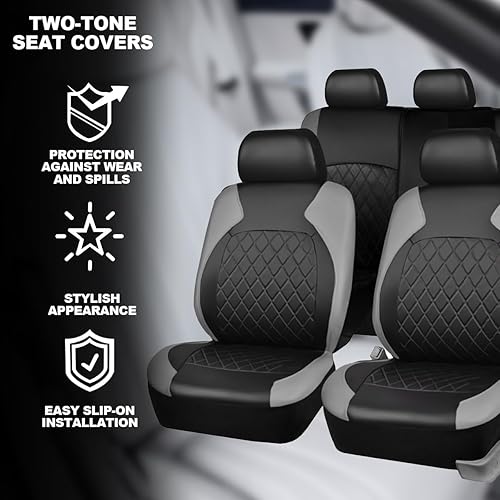 Miniatura 4 de Juego completo de fundas de asiento de automóvil, protectores de cojín de piel sintética impermeables de alta calidad, asiento delantero y trasero