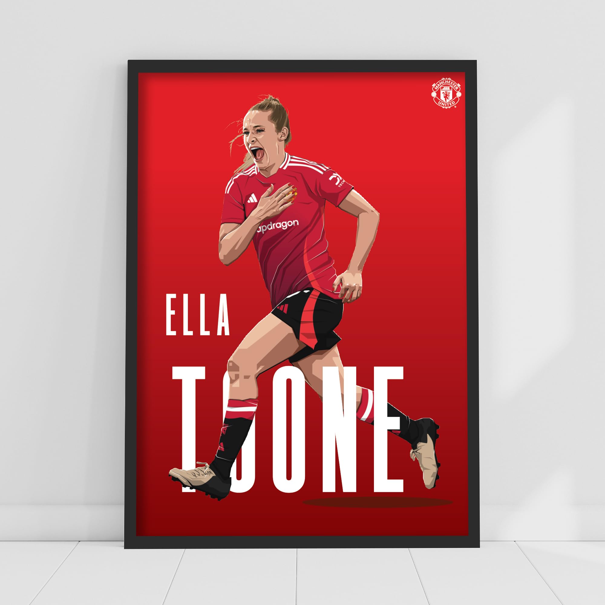 Themed Red Manchester United Fc Print - Ella Toone 24/25 Illustration Player Poster Football Wall Art (21Cm X 29.7Cm - A4)