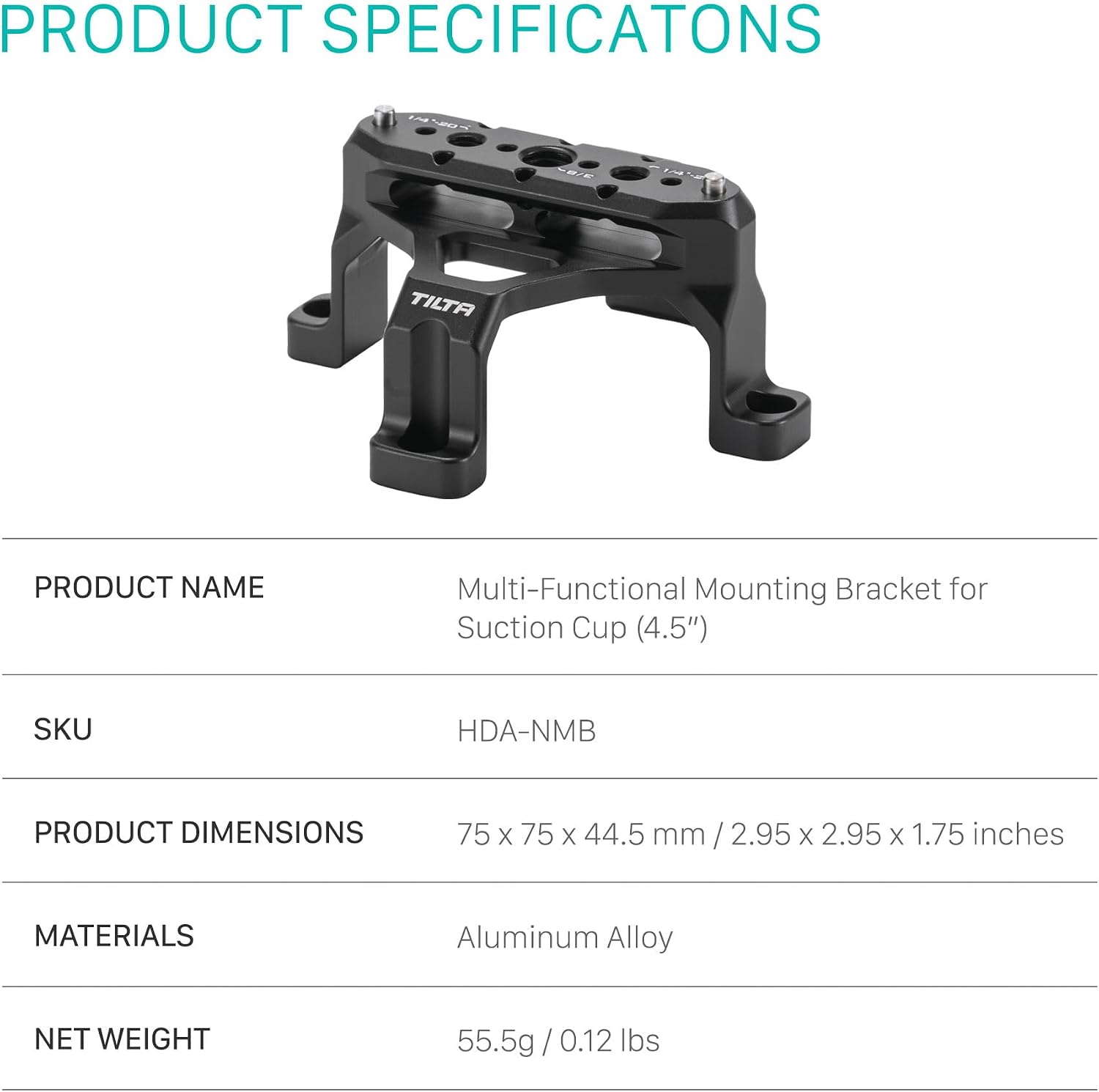 Tilta NATO Mounting Bracket for Electronic Suction Cup (4.5″) | Include M25, NATO, and a Universal Multi-Mount Option | Secure Connection | Lightweight & Durable