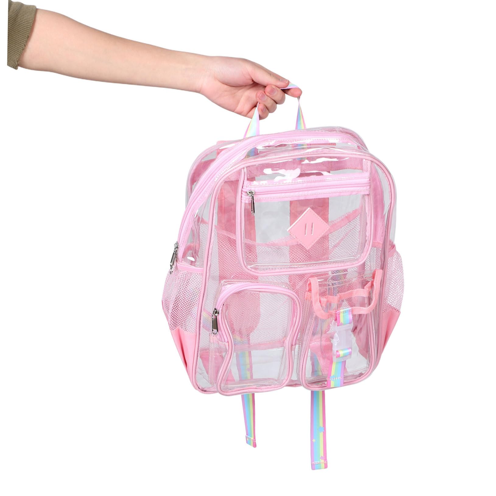 TOYANDONA Zaino Trasparente in Pvc Mini con Tasca Frontale, Zaino Piccolo per Eventi Stadio e Palestra, Design Leggero e Resistente