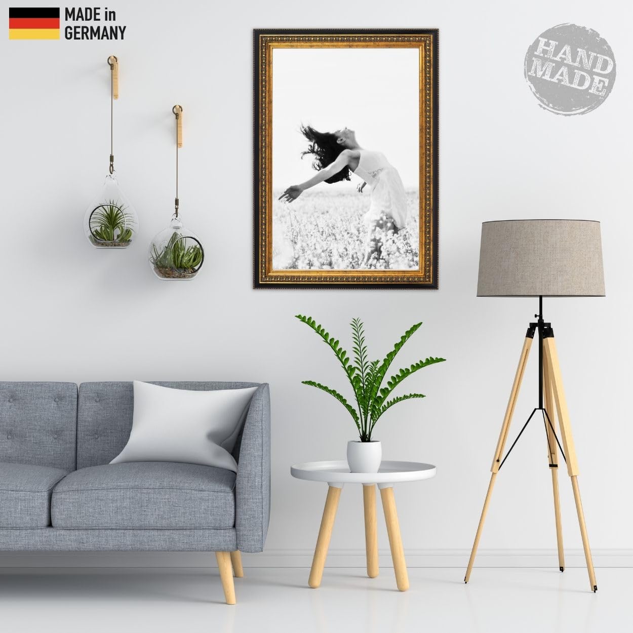 N°79 Barock Bilderrahmen 20x20 cm Bildmaß, Schwarz Gold