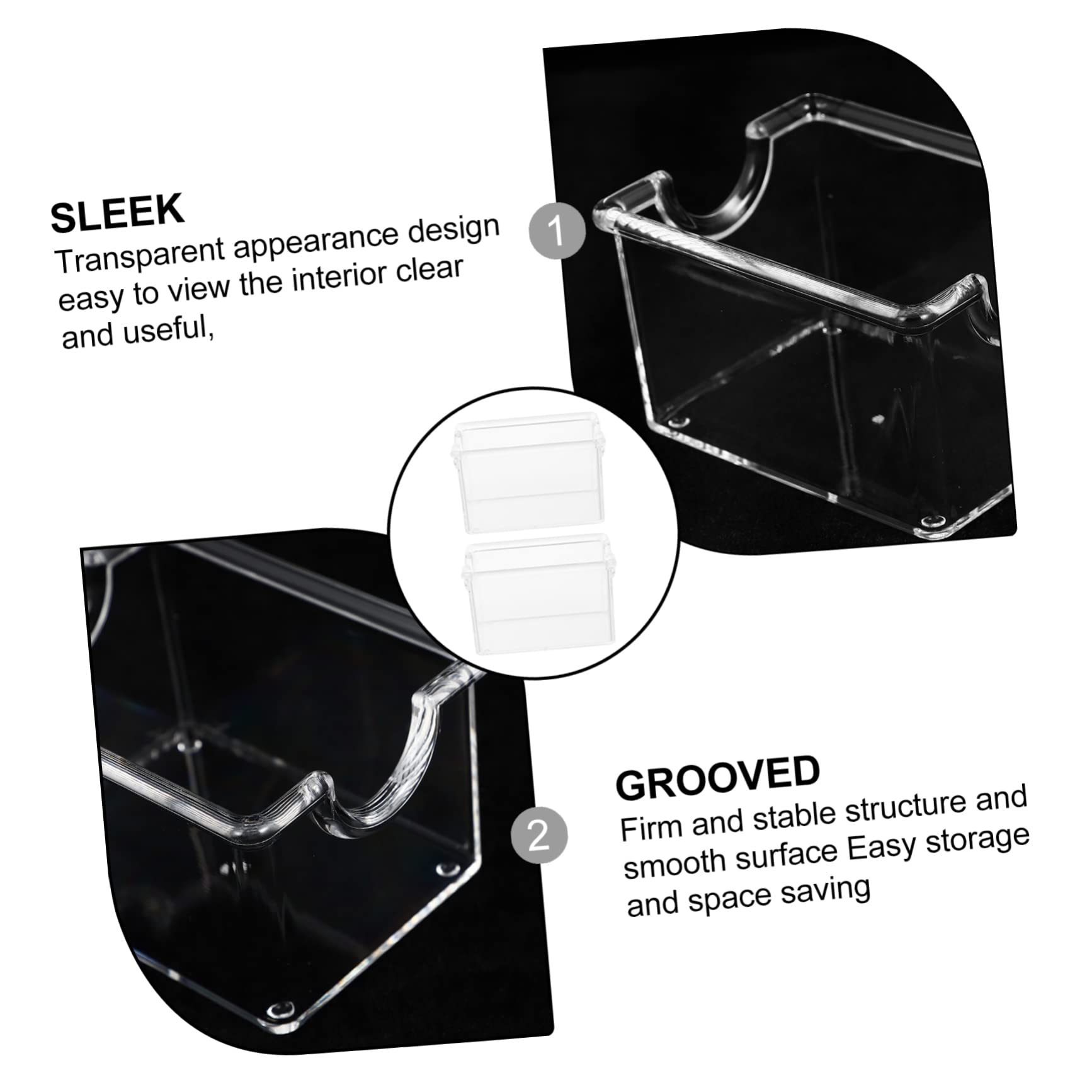 BRIGHTFUFU 1set Clear Tea Bag Organizer Box Transparent Storage Holder for Easy Access to Tea and Sugar Packets for Office and Home Use 2pcs