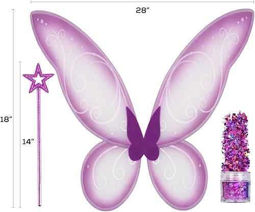 Miniatura 7 de Funcredible Fairy Costume Accessories - Fairy Wings, Fairy Wand, Glitter - Tooth Fairy Outfit for Women - Fairy Party Pack