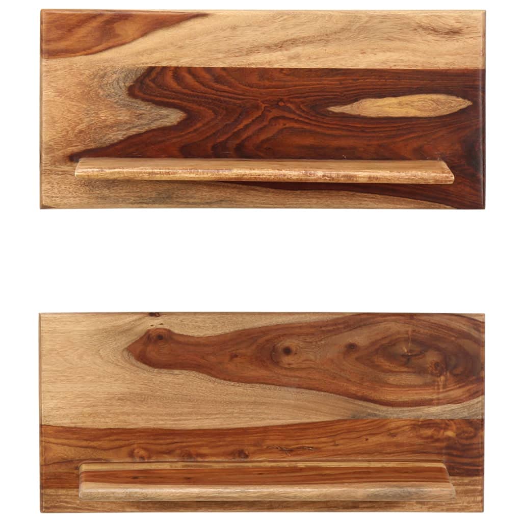 Mensole in Legno Massello di Acacia 2 Pezzi Mensole da Parete 58x26x20 cm per Libri Decorazioni Rustiche Manufatto Artigianale per Soggiorno Bagno Cucina