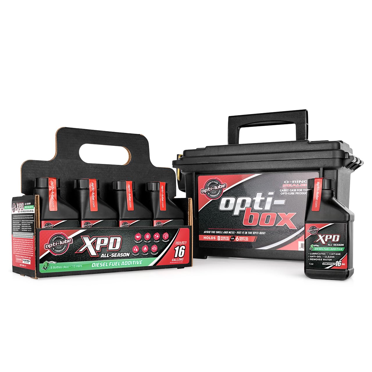 Opti-Lube XPD Formula Diesel Fuel Additive: 4oz 8 Pack with Opti-Box Treats up to 16 gallons per 4 ox bottle