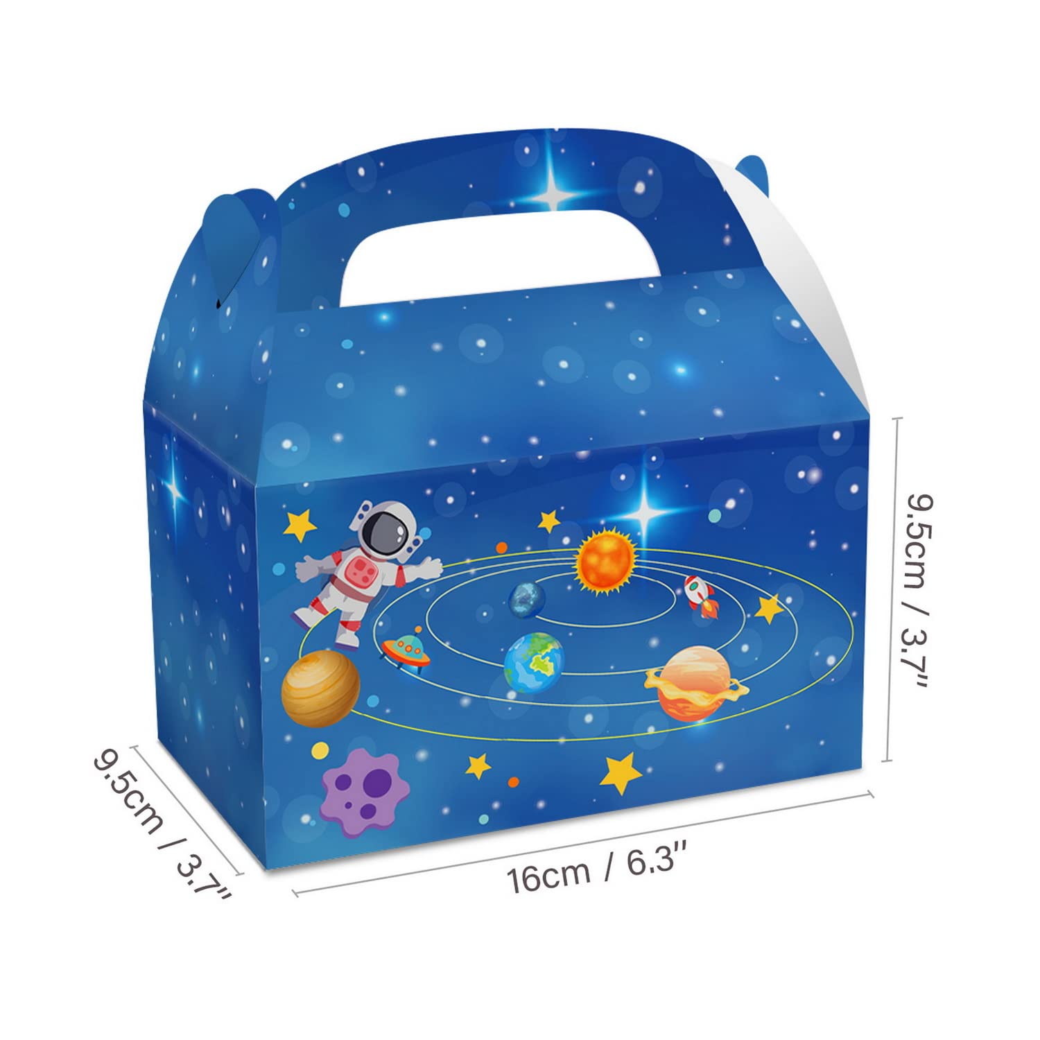 Set Sacchetto Regalo Compleanno A Tema Spaziale Per Bambini - Blu Con Astronauta, Razzo E Pianeti - 1 Borsa, 1 Biglietto, 3 Carte Veline