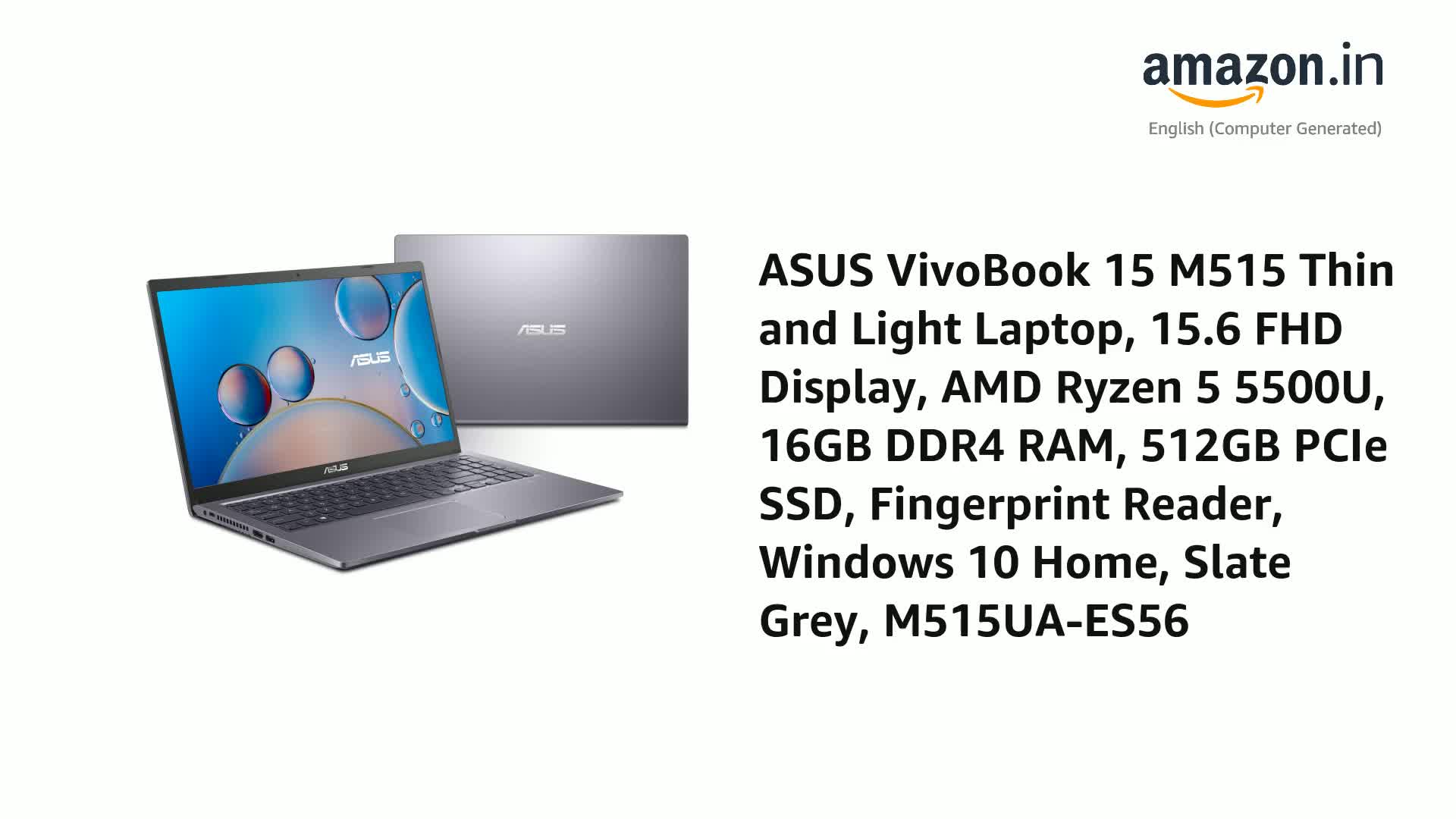 ASUS VivoBook 15 M515 Thin and Light Laptop, 15.6” FHD Display