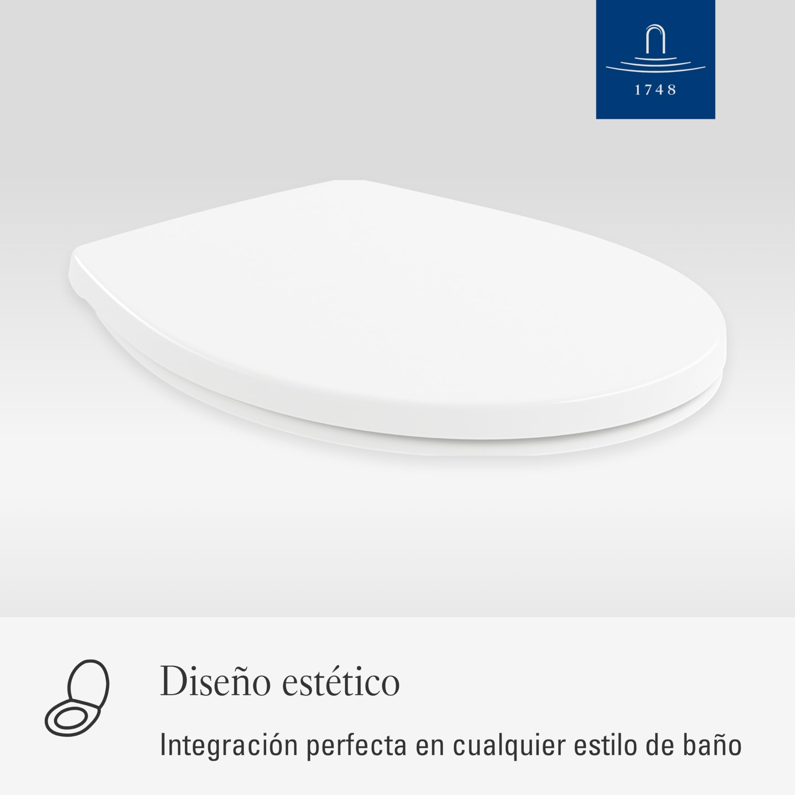 Villeroy & Boch O.novo, asiento de inodoro - Tapa de WC con diseño semi Wrap-over de Duroplast resistente - Con bisagras de acero inoxidable - Diseño ovalado - Recambio original