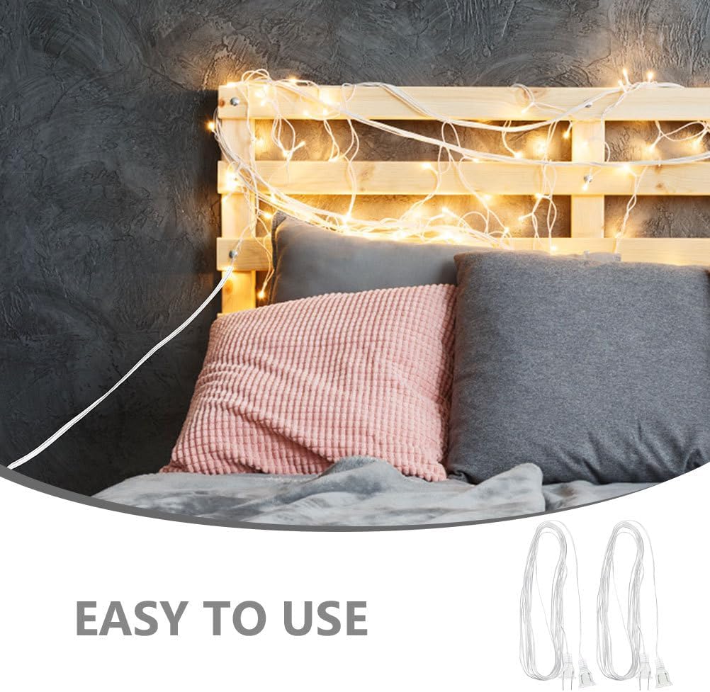 Angoily Indoor Extension Cord, 2Pcs 32.8ft Christmas Tree Clear White Light String Extension 2 Prong Cable Accessory, Christmas Light Outdoor Office Home Appliances (USA Plug)
