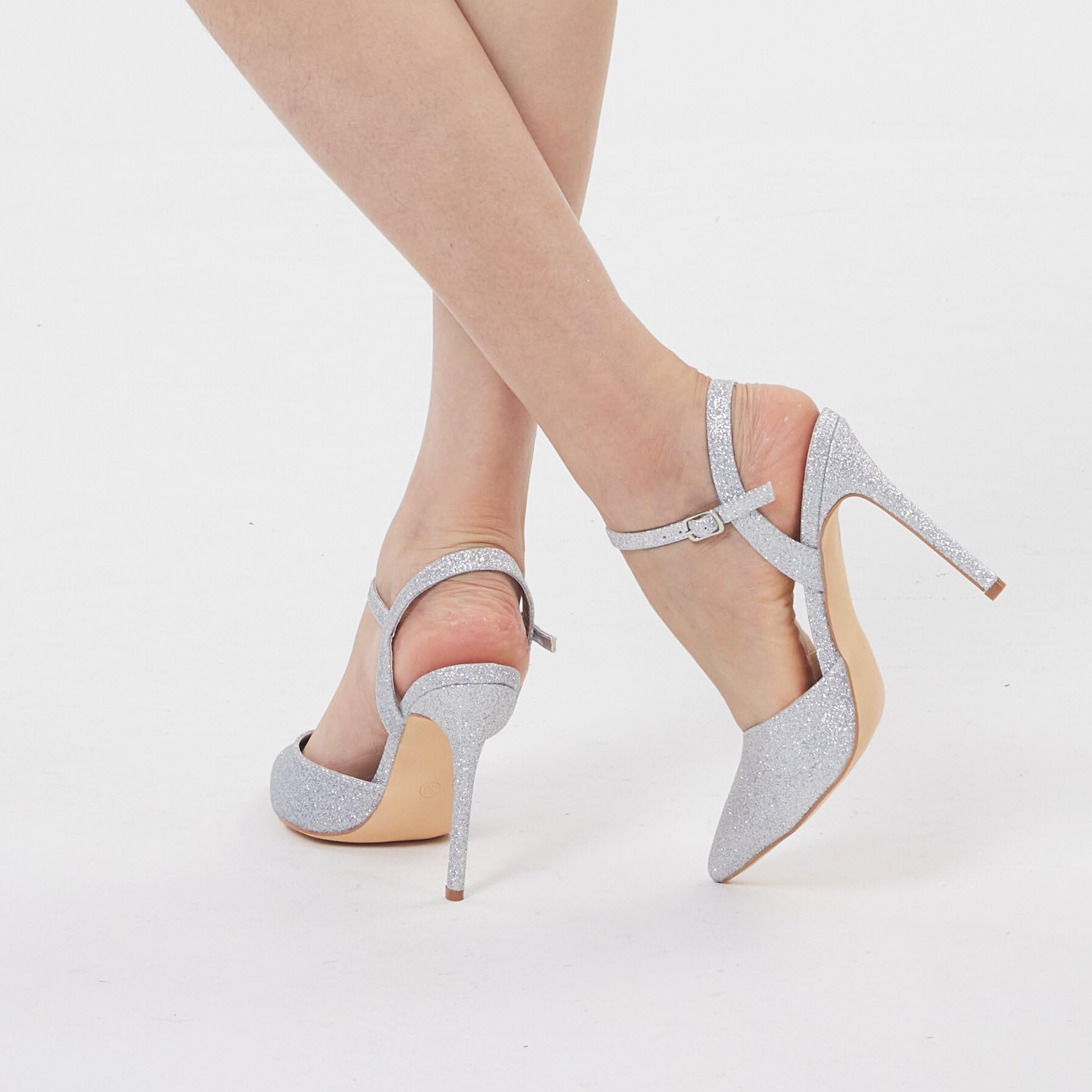 GENSHUO Eleganti Scarpe con Tacco Alto a Punta e Stiletto 10cm, Scarpe da Donna Sexy con Cinturino alla Caviglia per la Sera