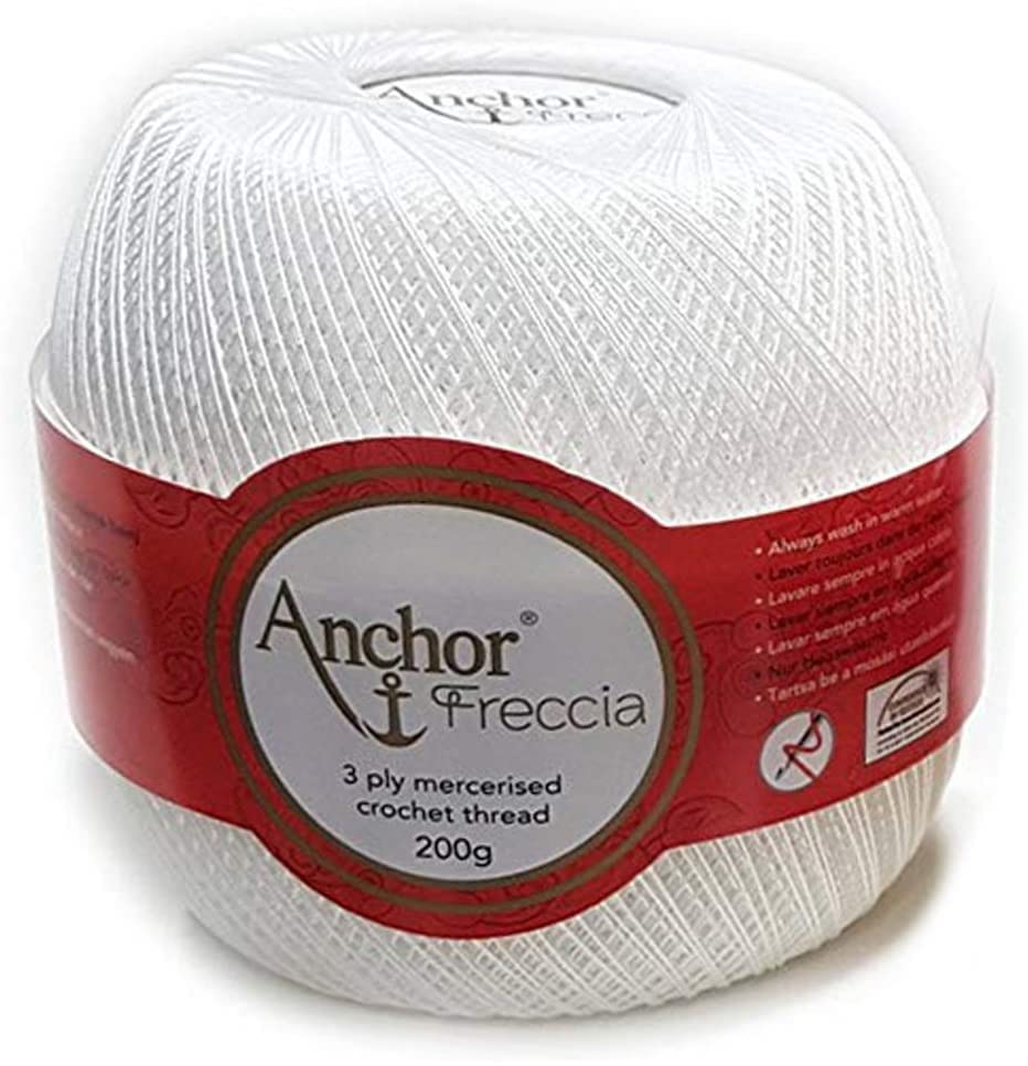 100% cotone ANCHOR Freccia - gomitolo gr 200 (N.16, Colore Bianco 7901)