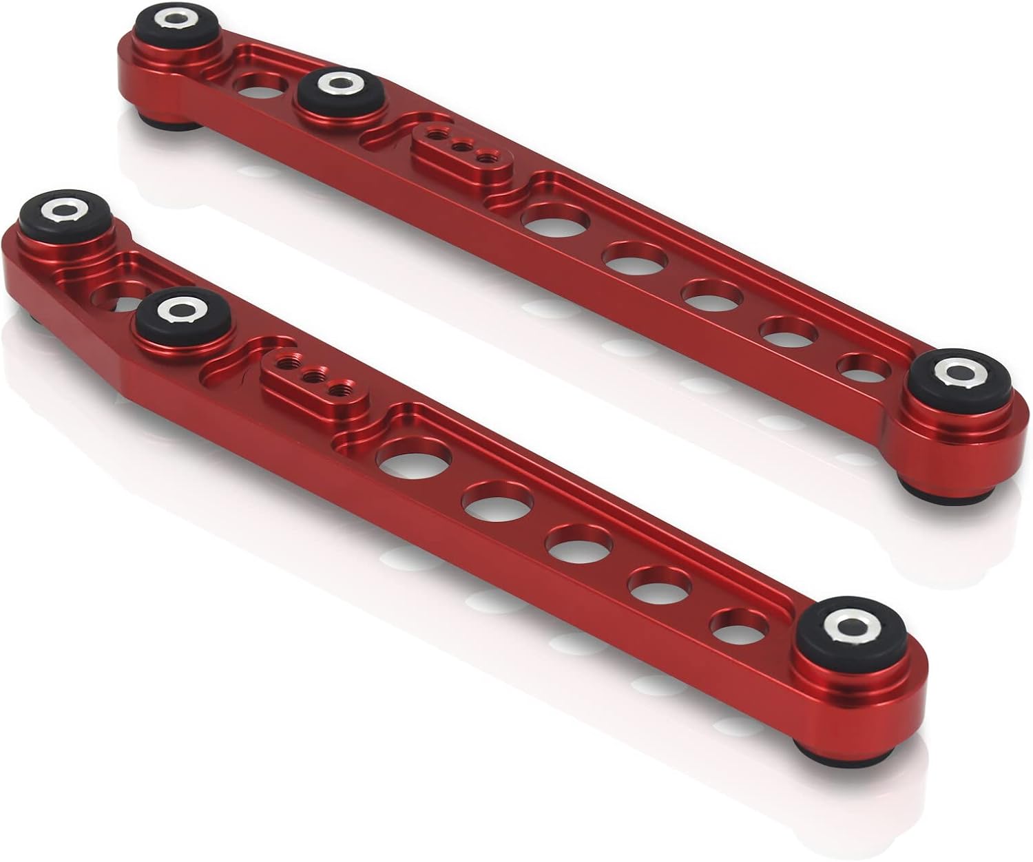 AJP Distributors JDM Suspension Rear Lower Aluminum Control Arms Kit Red LCA Solid Polyurethane Bushings Set Compatible/Replacement For Civic EK EM1 LX DX EX SI 1996 1997 1998 1999 2000 96 97 98 99 00