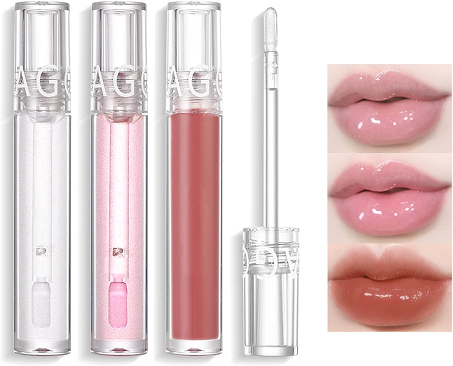 Prreal 3 Colors Lip Gloss Set, Glitter Shimmer Liquid Lipstick