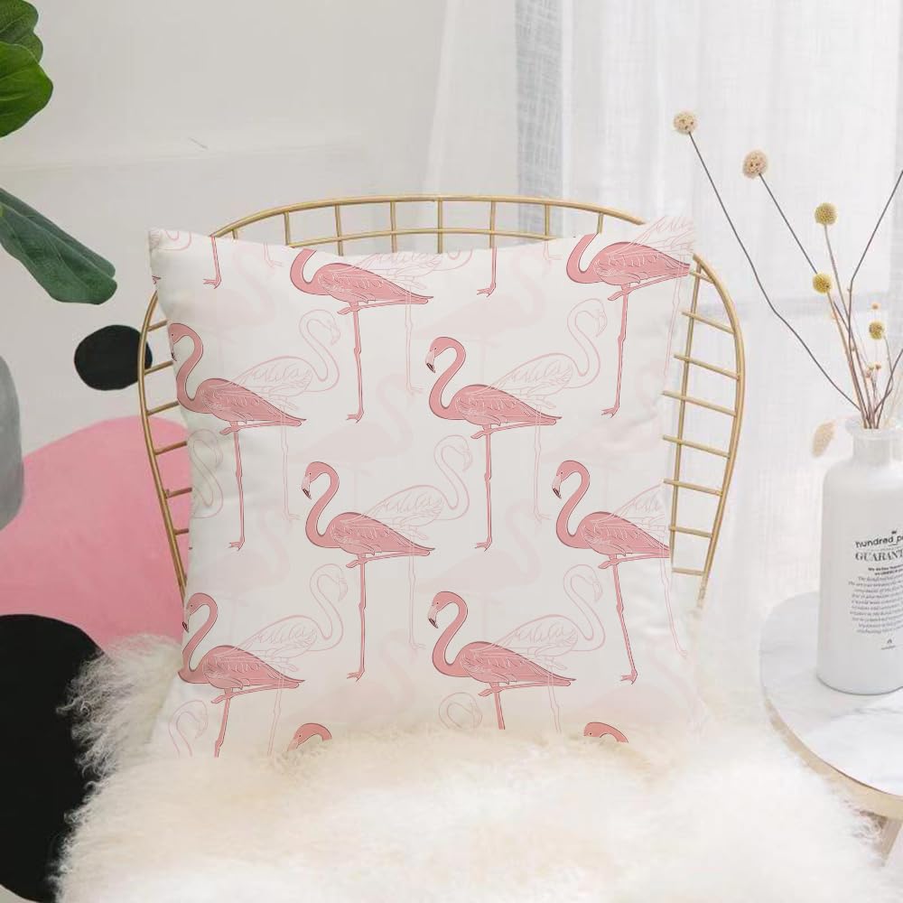 HYMSXW Cushion Cover,Throw Pillow Case Home Decorative for Living Room Bedroom Sofa Chair 20X20 Inch,Flamingo, flamingos, pattern, vacation, jungle, hawaii, wildlife, illustration,Pillowcase 50X50cm