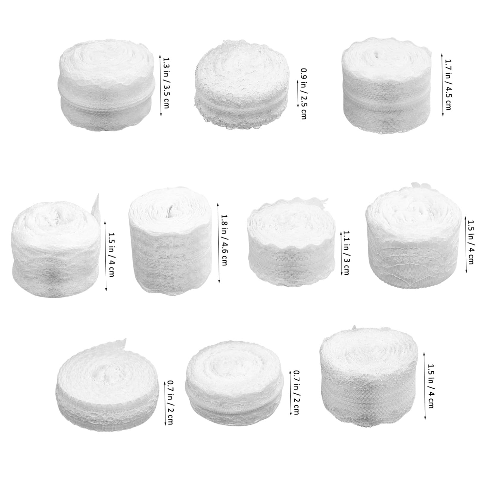 Housoutil 12rollos Cinta De Encaje Blanca Ribete De Encaje Para Manualidades Cintas De Para Flores y Para Manualidades Tela De