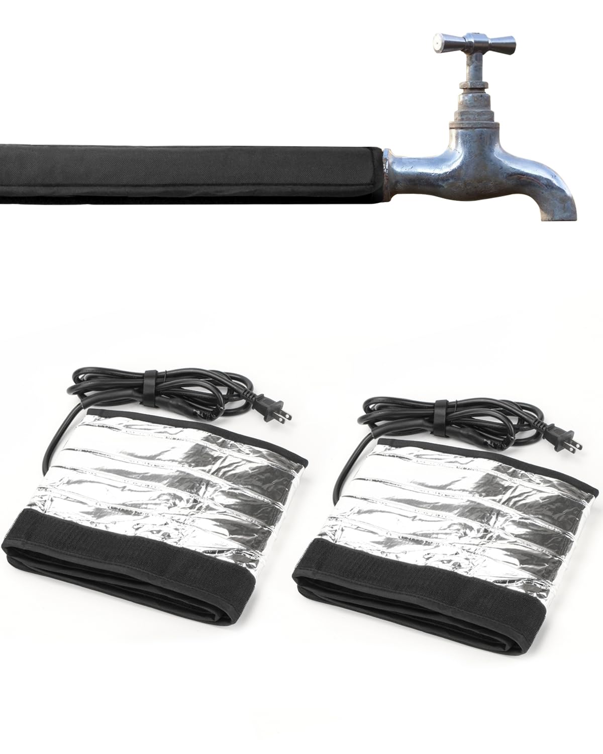 Water Pipe Heating Blanket - Heat Tape for Water Pipes - Automatic Switch with Temperature Detection - Energy Efficient - PVC Heat Blanket - Heated Sewer Hose for RV - 38.5" x 7.8" (2-Pack)