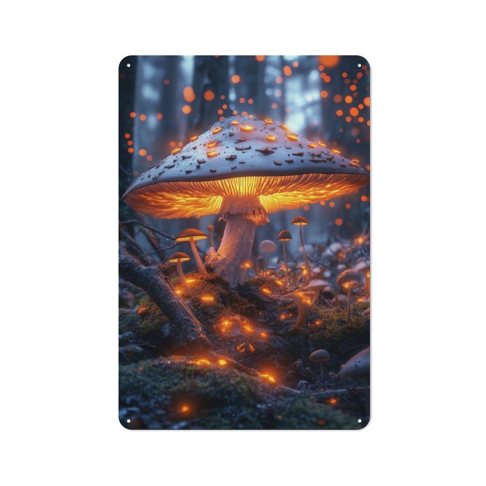 Junmoney Glowing Mushroom Forest Vintage-Inspired Tin Sign 30X20cm For Café Or Restaurant, For Cooler-Month Interiors With Vintage Character