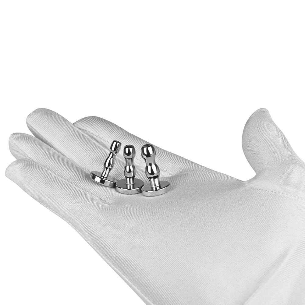 Set di Dilatatori Uretrali in Acciaio Inox, Dilatatore Uretrale con Base Sicura, Plug Penieno in Metallo, Giocattolo Sessuale per Masturbazione SM per Uomini (3pcs(0.5+0.6+0.7cm))