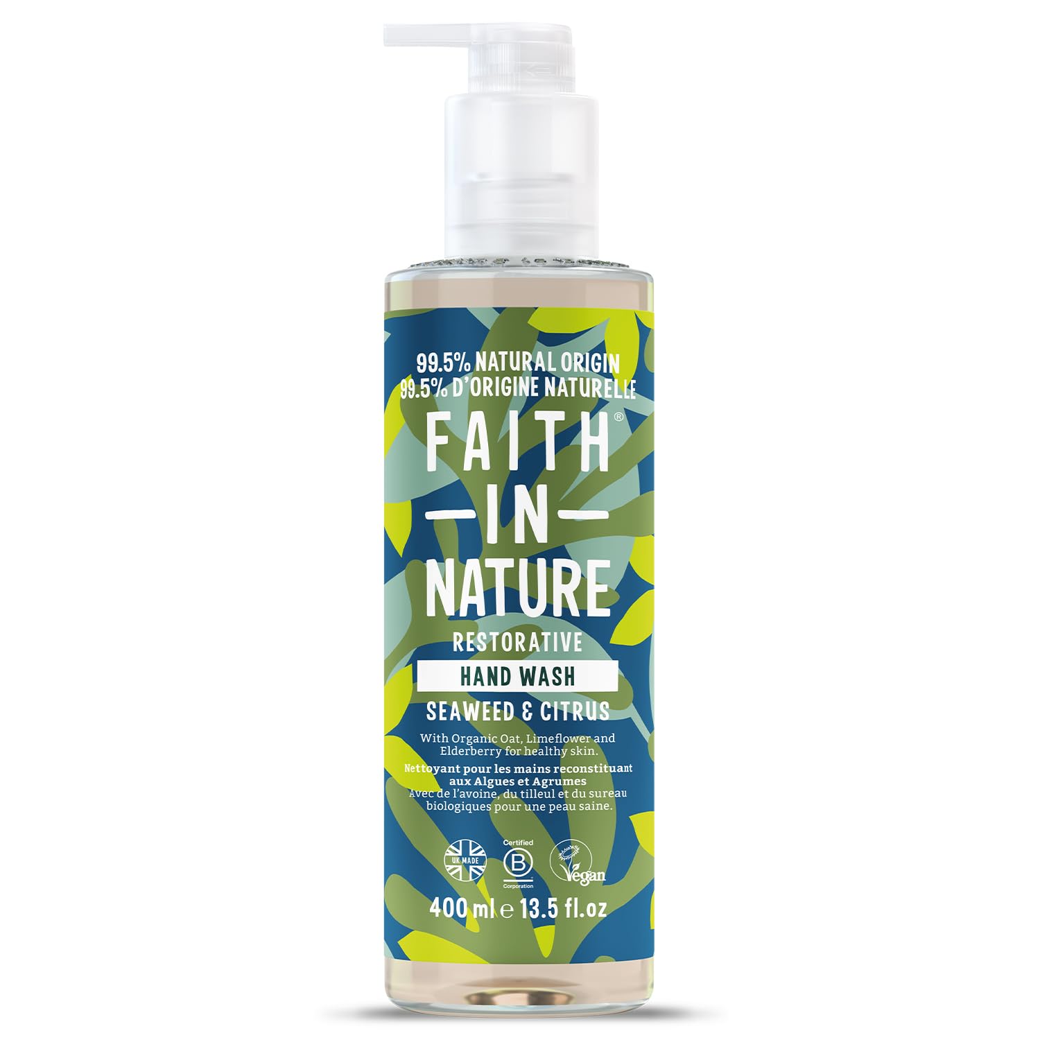 Faith In Nature Flüssige Handseife Algen & Zitrus, Regenerierend, Vegan und Tierversuchsfrei, Ohne SLS oder Parabene, 400 ml