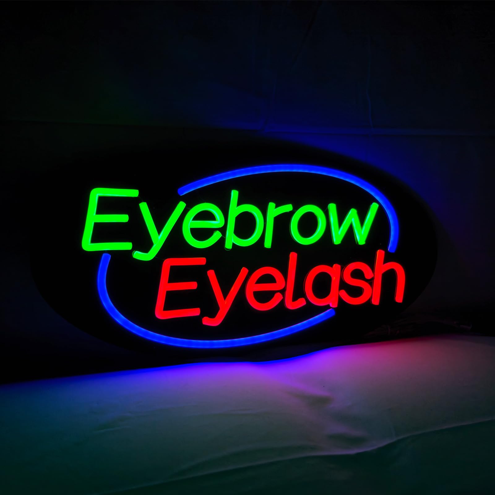LED Eyebrow Eyelash Neon Sign, 20"×10", High Bright Business Signboards for Beauty Salon Brow Lash Studio, Black Acrylic Backboard, Easy Installation,