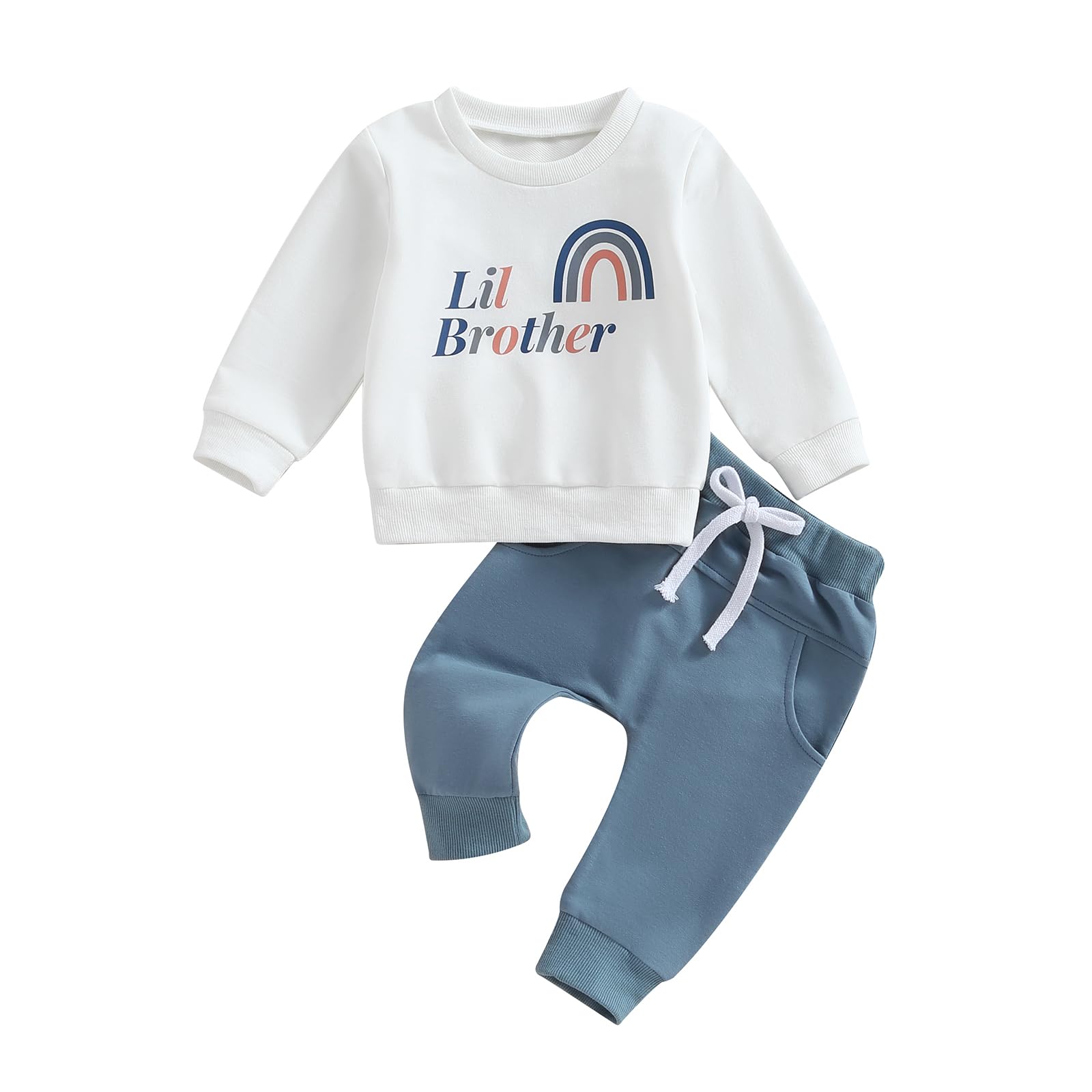 PanLidapan Newborn Toddler Baby Boy Fall Winter Outfit Clothes Big Little Brother Sweatshirt Jumper Trouser Brother Matching Tracksuit