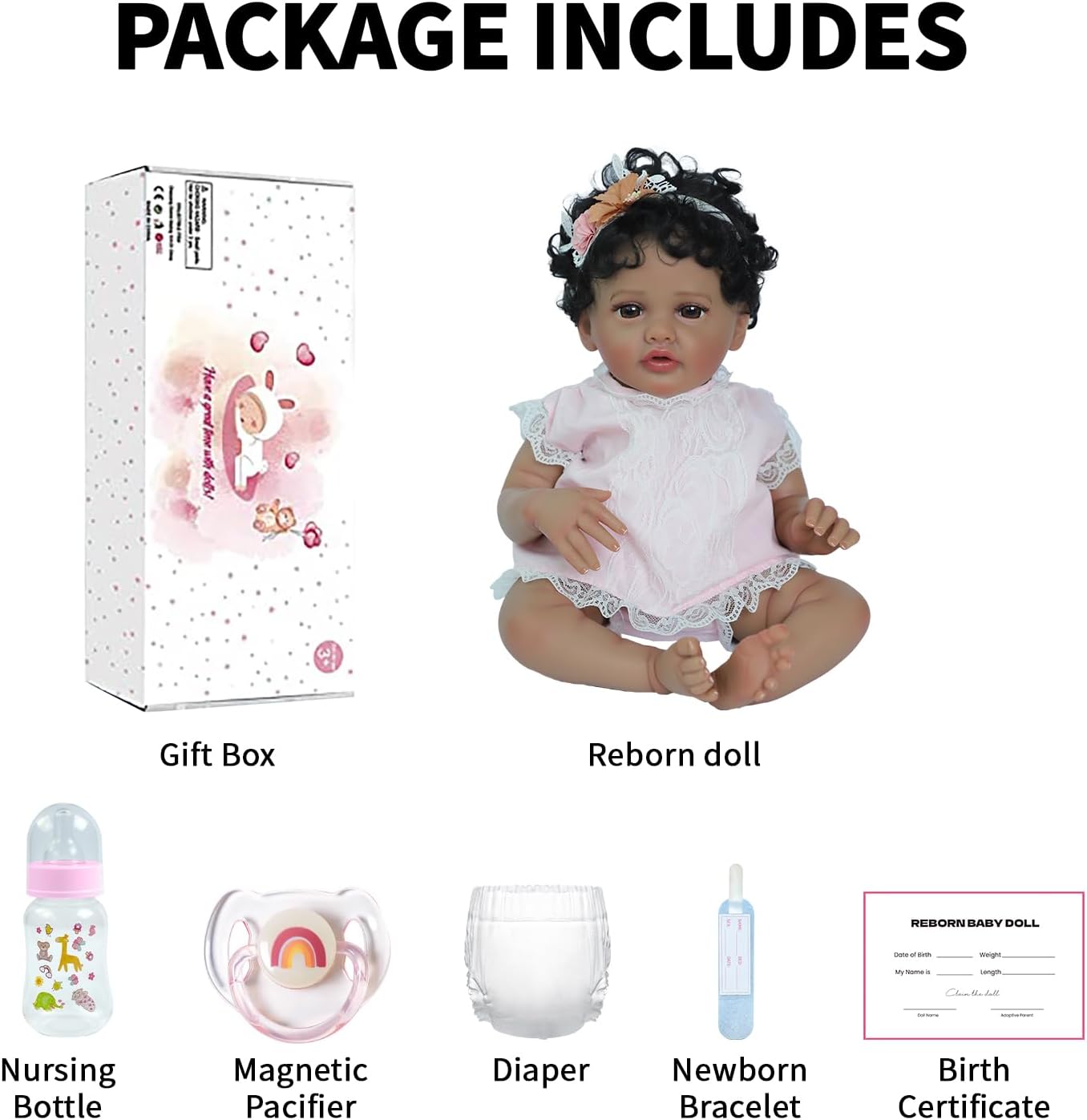 SCOM Reborn Baby Dolls Black Girl - 20 Inch African American Realistic Newborn Girl Doll, Lifelike Weighted Soft Body, Christmas Birthday Gift for Kids Age 3+