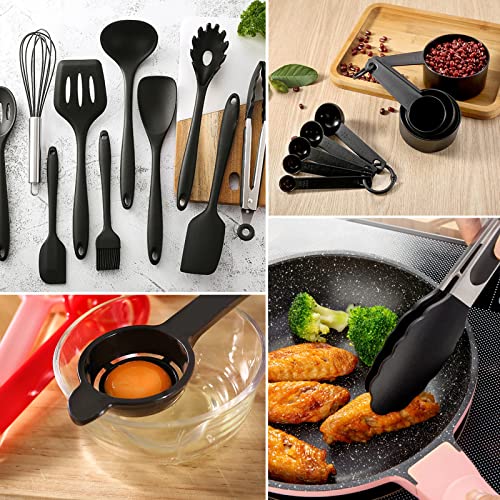 Ustensiles de Cuisine,49pcs Ustensiles de Cuisine Silicone avec 20 Crochets en S,Batterie de Cuisine antiadhésive Anti-Rayures et résistante à la Chaleur - Noir – Image 3