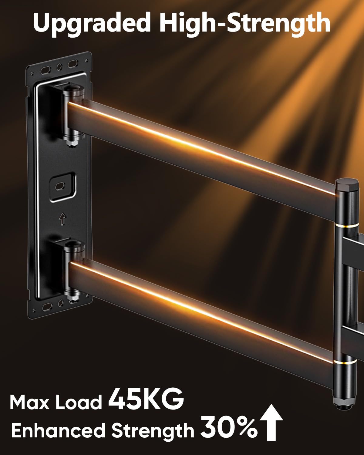 FORGING MOUNT Soporte TV Pared con Luces LED para TVs 32"-75" hasta 45kg | Brazo Articulado Extralargo de 1035mm, Movimiento Completo, Inclin y Giro, Sincron Musical, VESA Máx 600×400mm