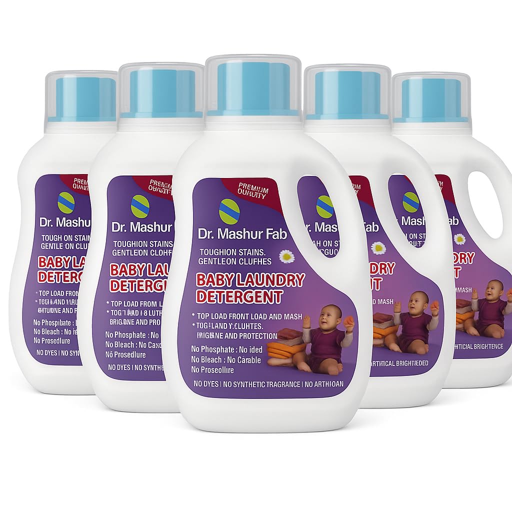 MASHUR FAB Baby Laundry Detergent, 500ml, With Bio-Enzymes, Aloe Vera & Neem, Dermatologically Tested, Free From SLS/SLES, Phosphate & Bleach (5)-image-14