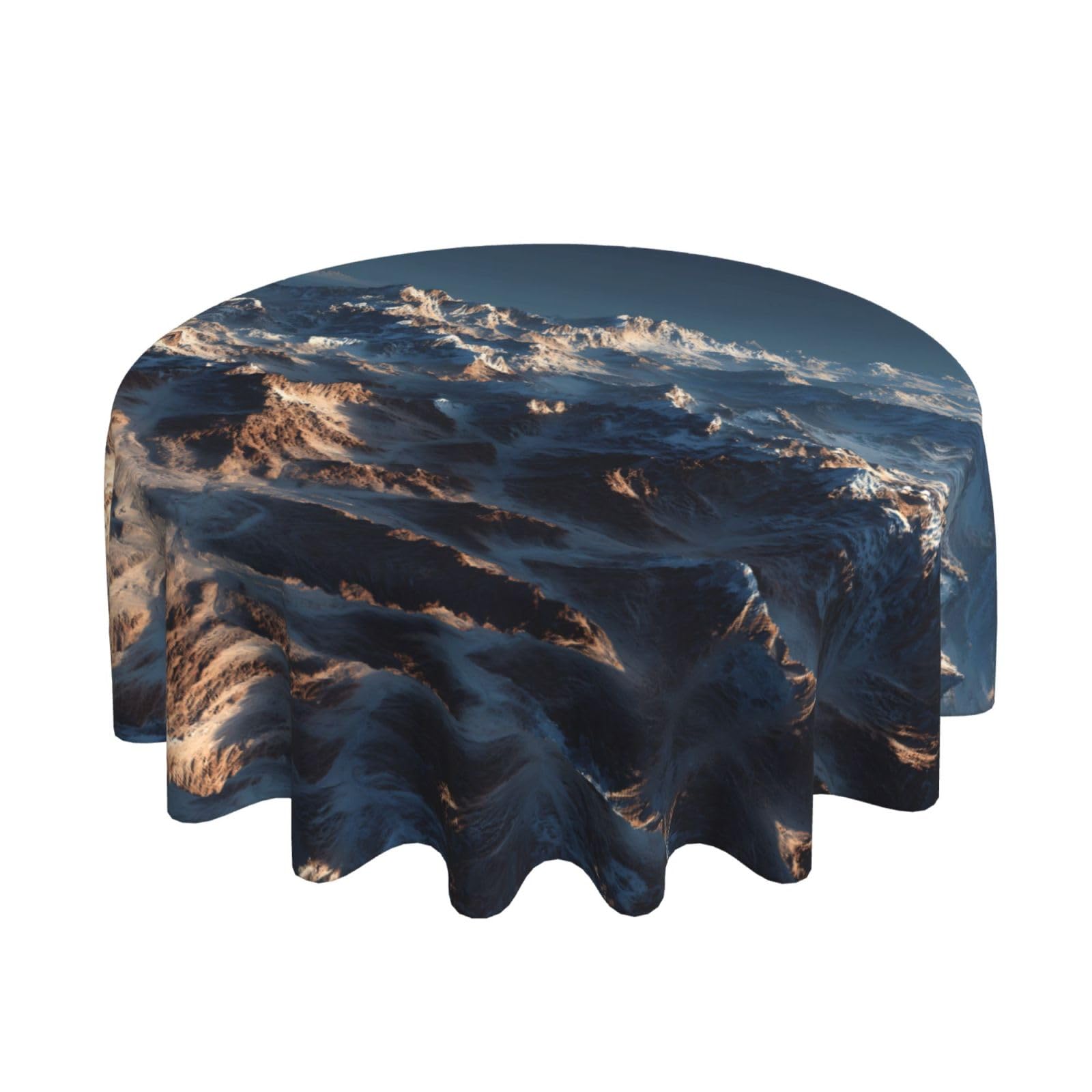 ESNAIUVCD mountain range print Round Tablecloth Waterproof Washable Wipeable Resistant Polyester Circular Table Cover for Dining Room Kitchen Indoor Outside 60"