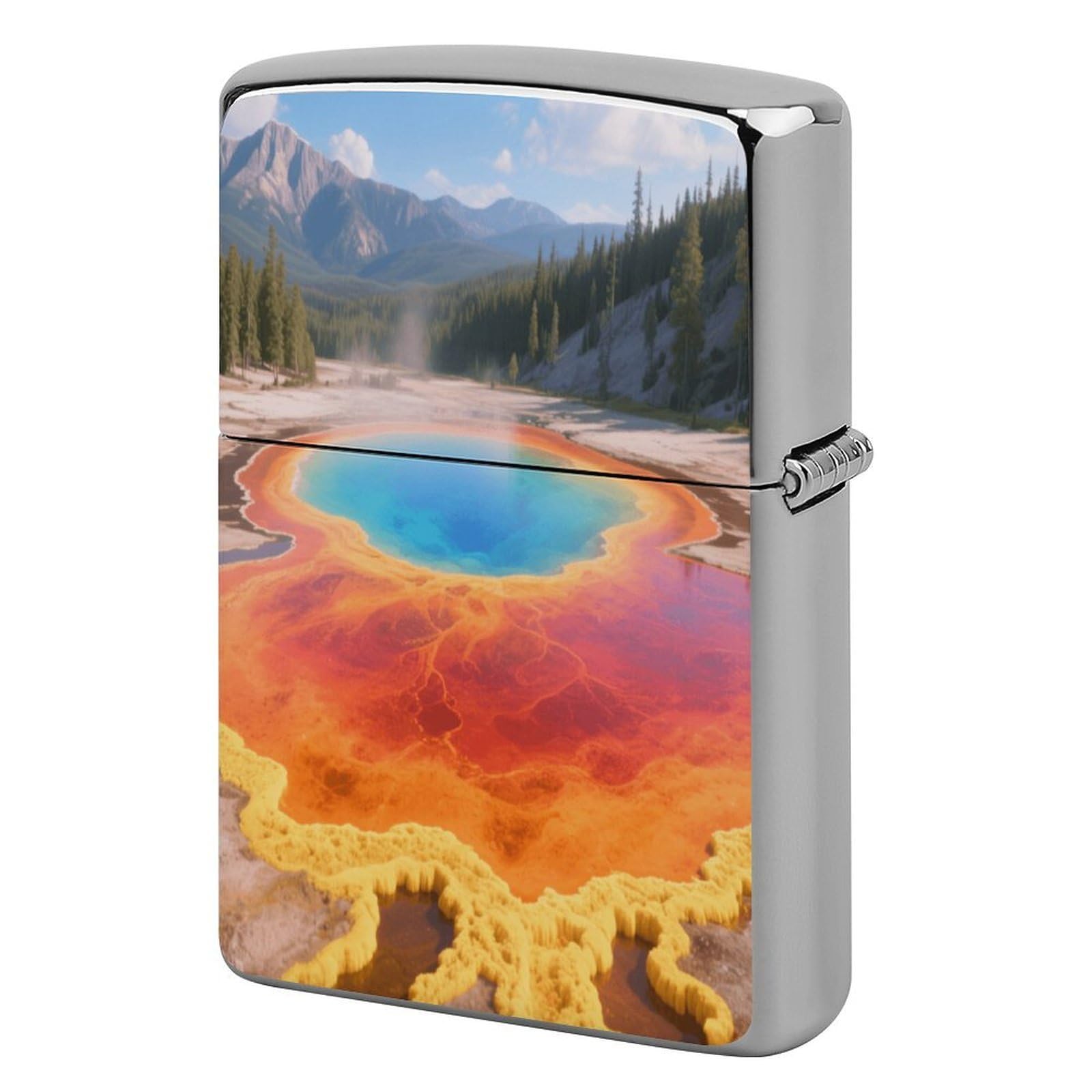 Fekiloot Style Grand Prismatic Springs Lighter Case Cover Metal Lighter Case