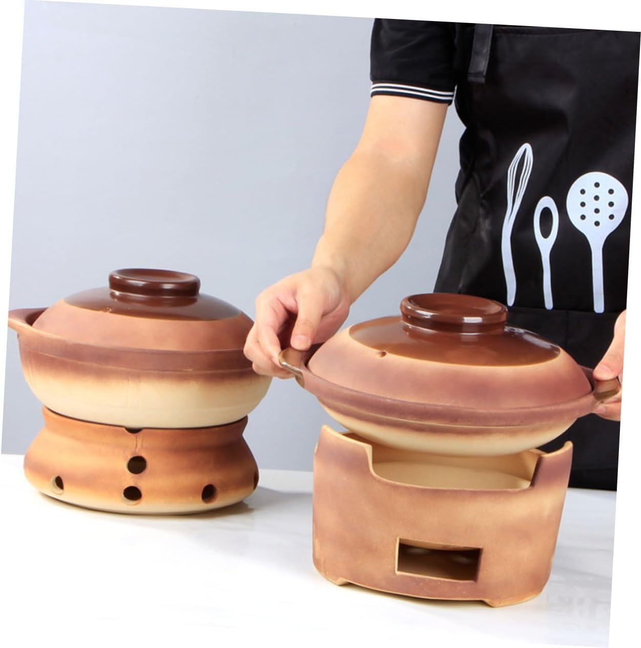 PRETYZOOM Cast Casserole Dish Lid Clay Pot for Cooking Stew Pot Heat Resistant Pottery Cookware Household Kitchenware