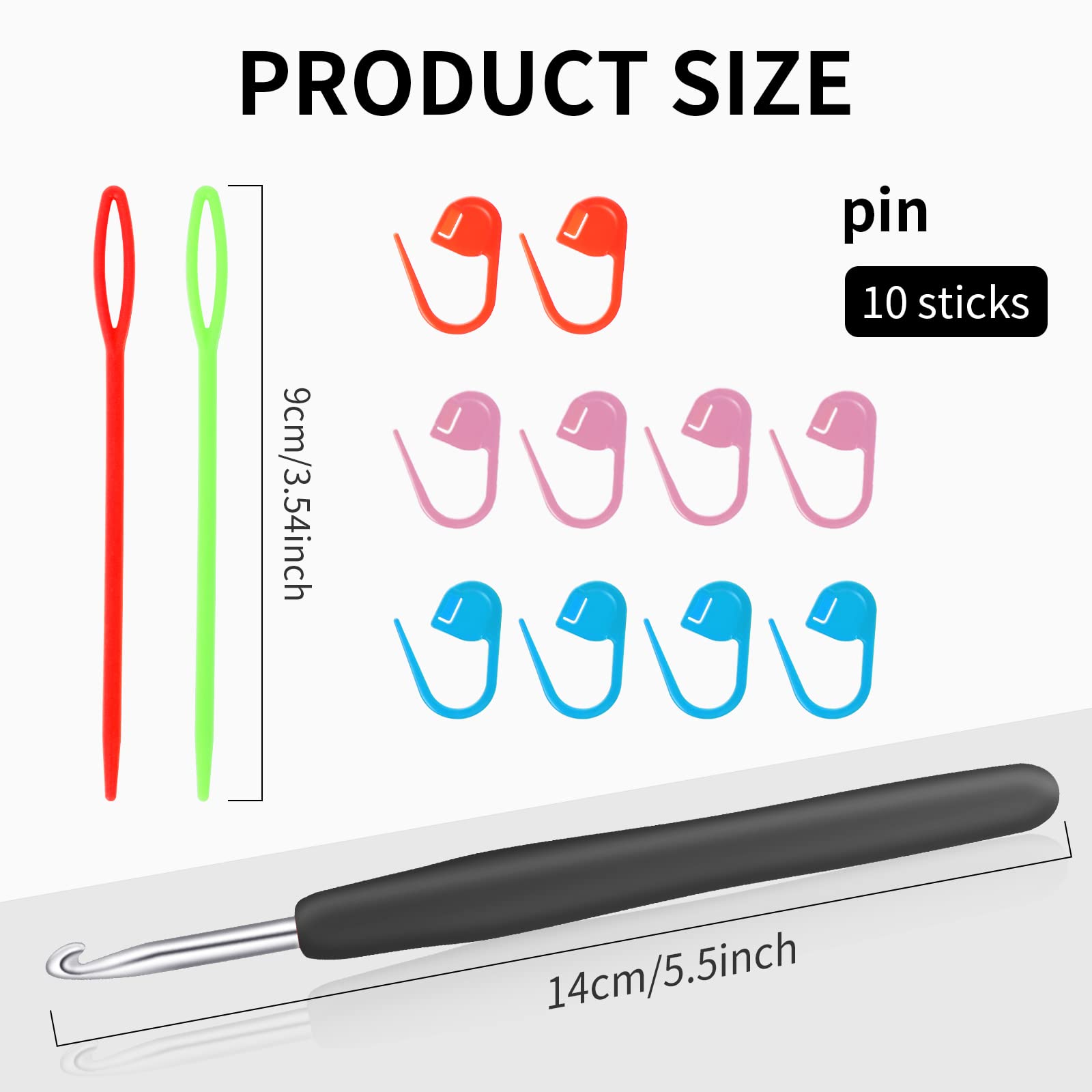 Cobee Ensemble De Crochets Au Crochet, Crochet Ergonomique De Poignées Au Crochet Ergonomiques Aiguille à Tricoter En Aluminium Fournitures De Crochet Pour Débutants Et Amateurs (5.0mm