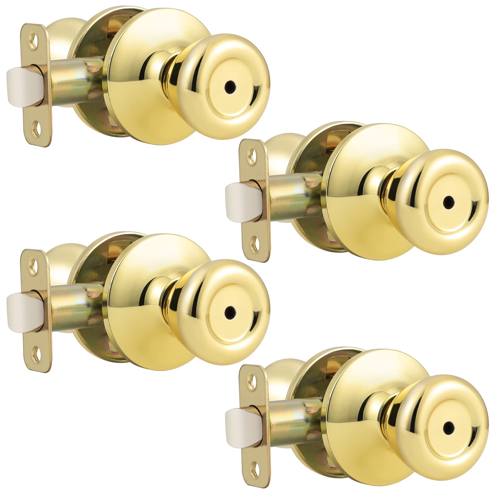 GOBEKOR Passage Door Knobs - 2 Pack Polished Brass -20