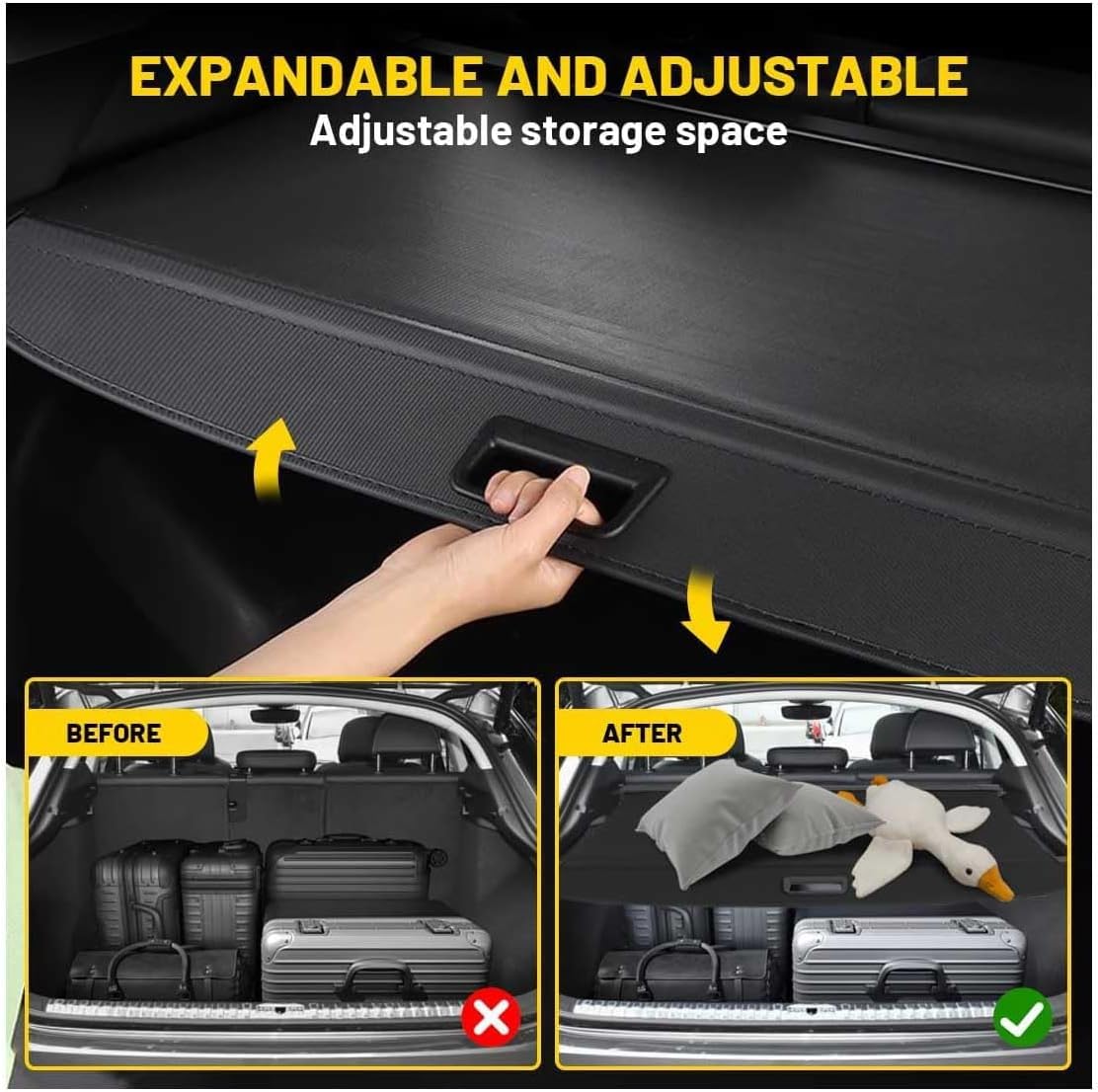 Rétractable De Coffre pour Peugeot 5008 2021-2025, Cache-Bagages Housse Colis Cargo Couverture De Cargaison Étagère Arrière