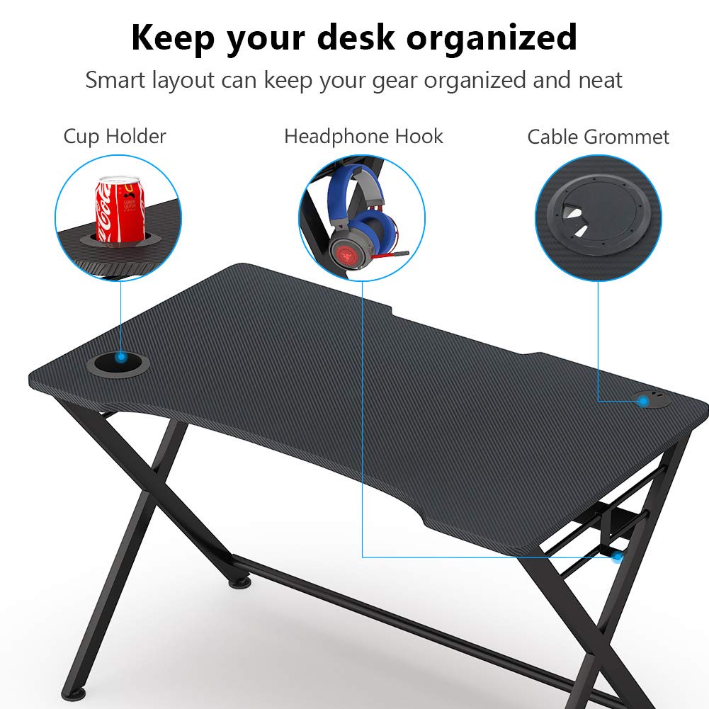 Tribesigns Computer Gaming Desk Gaming PC Desk Table, Ergonomic