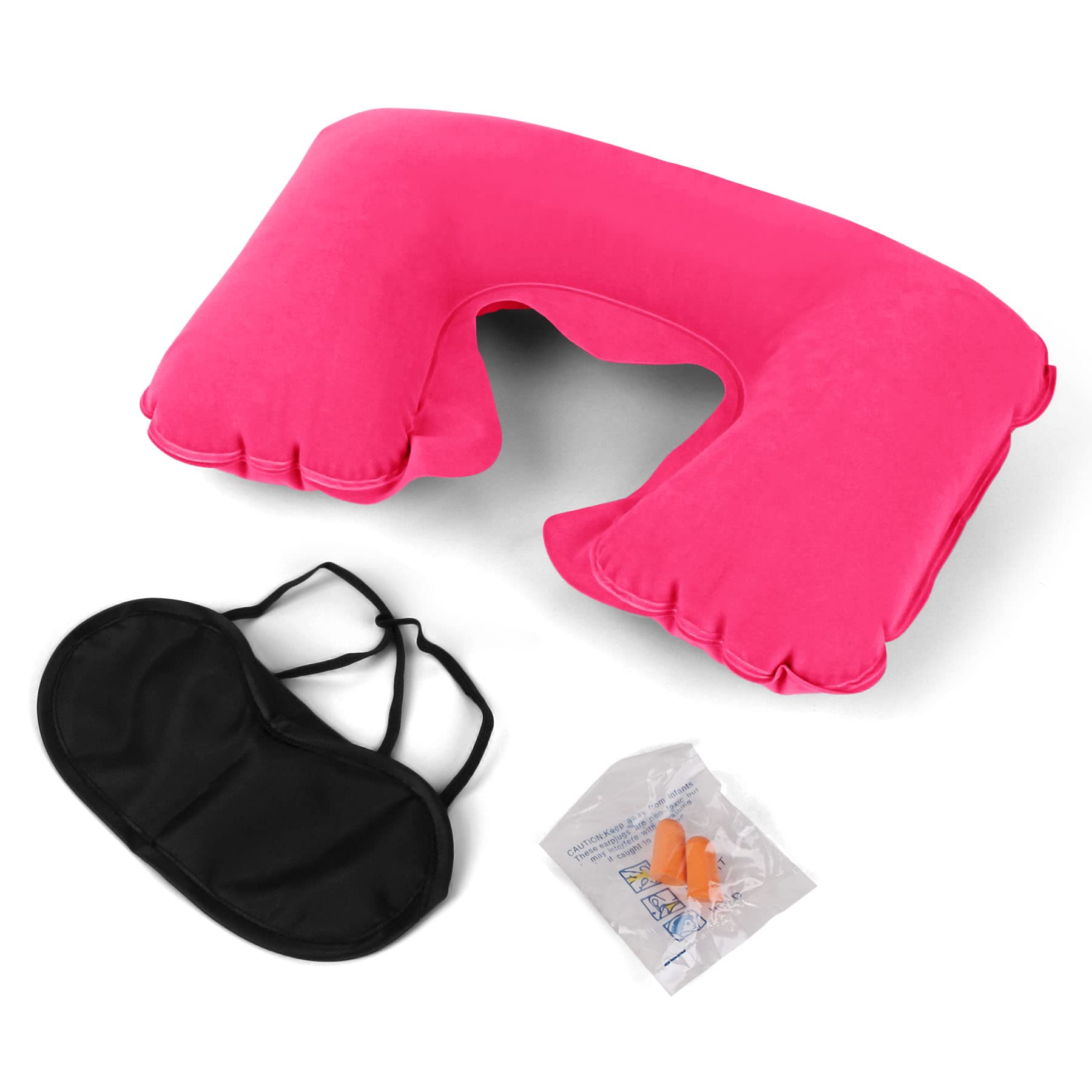 Lillyvale2 Inflatable Travel Neck Pillow - Soft Flight Rest/Support Cushion Head & Neck (Hot Pink)