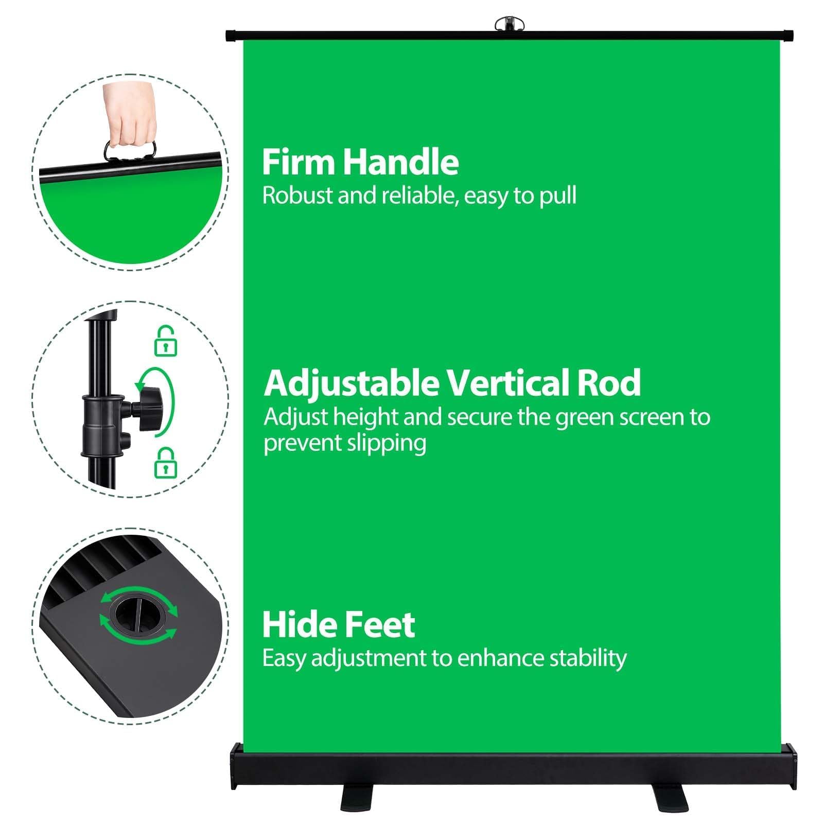 EMART Greenscreen 147x195cm, Greenscreen Roll-up mit Ständer