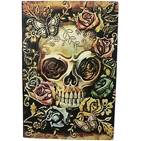 ZYWJUGE Embossed Leather Travel Journals Vintage Handcraft Embossed Skull Antique Diary Notebook (A5, Multicolored) Cover