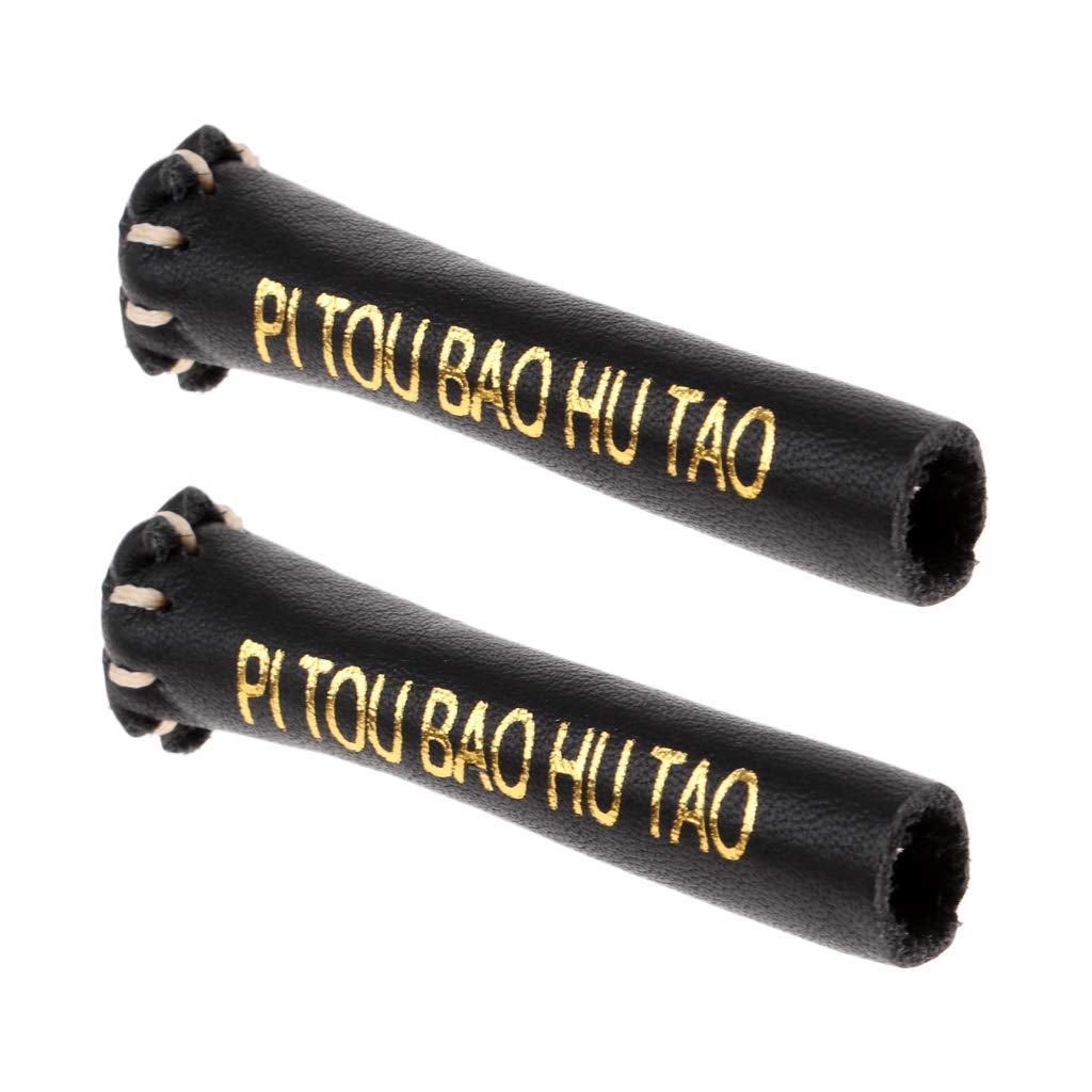 2Pcs Pool Billiard Snooker Cue Tip Protector Sleeve fits for 10-11mm Sticks - Artificial Leather, Black