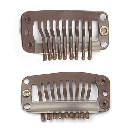 Miniatura 3 de 20 clips de metal a presión para extensiones de cabello DIY con clip, 9 dientes, 0.04 ozpieza, 9 dientes, 0.04 ozpieza, color marrón oscuro (marrón