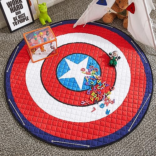 Image of INCX Baby Play Mat Cute Children Rug/Mat Toy Storage Bag Organizer 58x58 Inch Captain America1